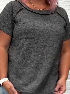 Hesed Everyday Short Sleeve Knit Top - Charcoal Gray